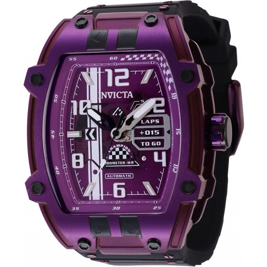 Invicta Men`s S1 Rally Diablo Purple Dial Automatic 48mm Black Silicone Watch