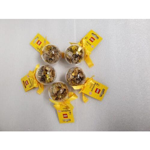 X5 Lego Iconic Christmas Gold Bricks Ornament Bauble 853345 Retired 43 Pieces