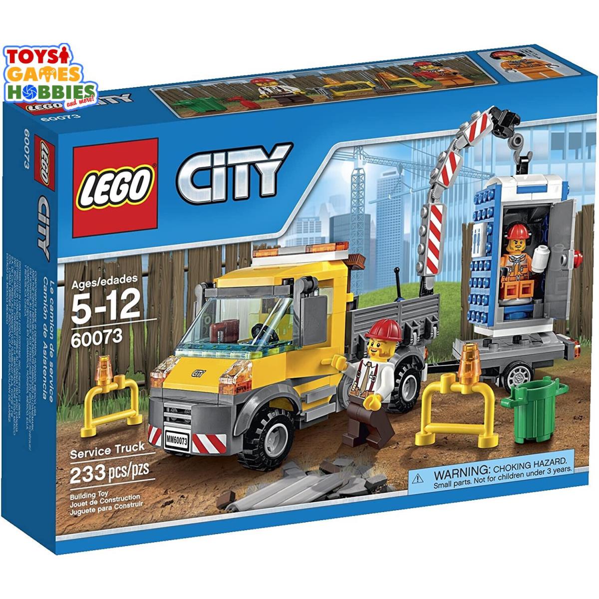 Lego City Service Truck 60073 Construction Worker Crane Trash Can Potty