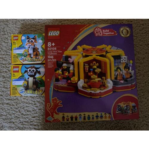 Lego Lunar Year Traditions 80108 + Year Of Tiger 40491 Ox 40417