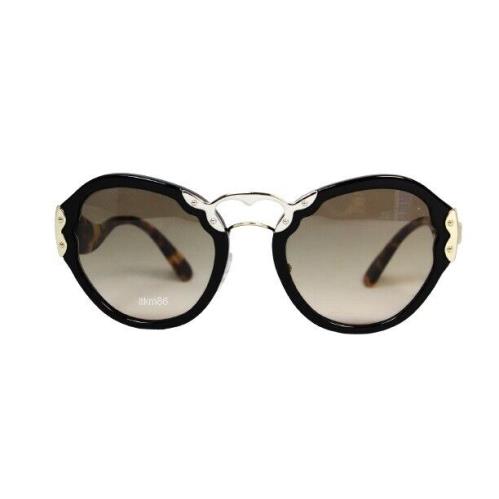 Prada PR 09TS-1AB3D0 Black Havana Gold / Brown Gradient Grey Sunglasses