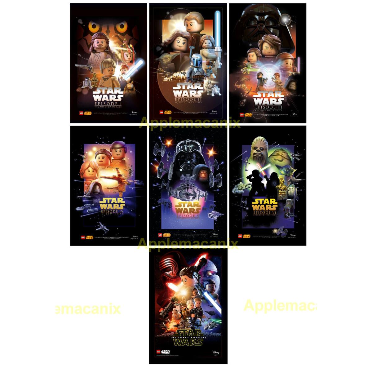 Lego Star Wars Episode I II Iii IV V VI FA 7 Promo Poster Set 2015 16 x 20