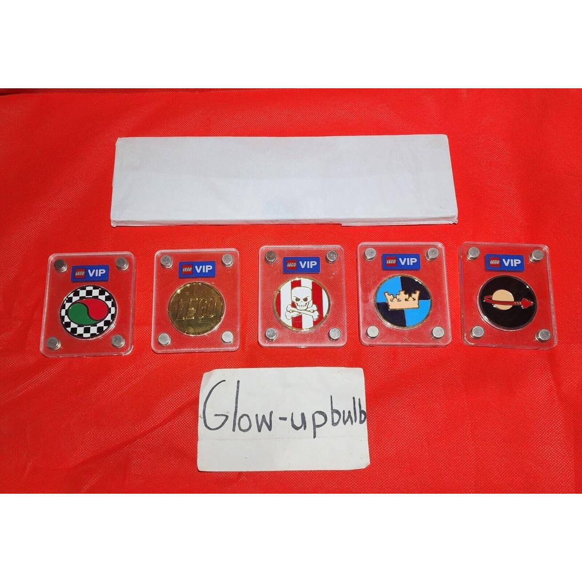 Lego Vip Coin Set -complete -all 5 Coins with 5 -coin Display Case