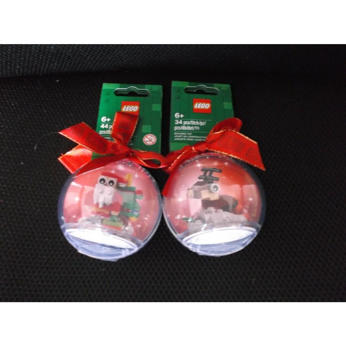 2021 Set of 2 Lego Christmas Ornaments - Santa Reindeer 854037 / 854038