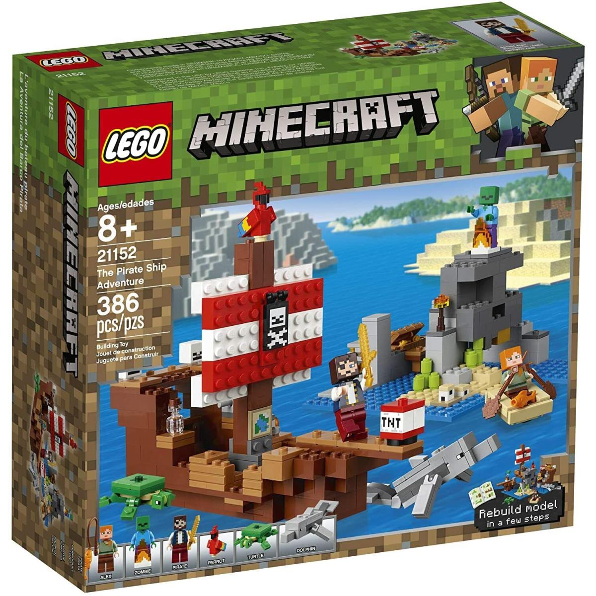 Lego Minecraft The Pirate Ship Adventure 21152 Building Kit 386 Pieces Misb
