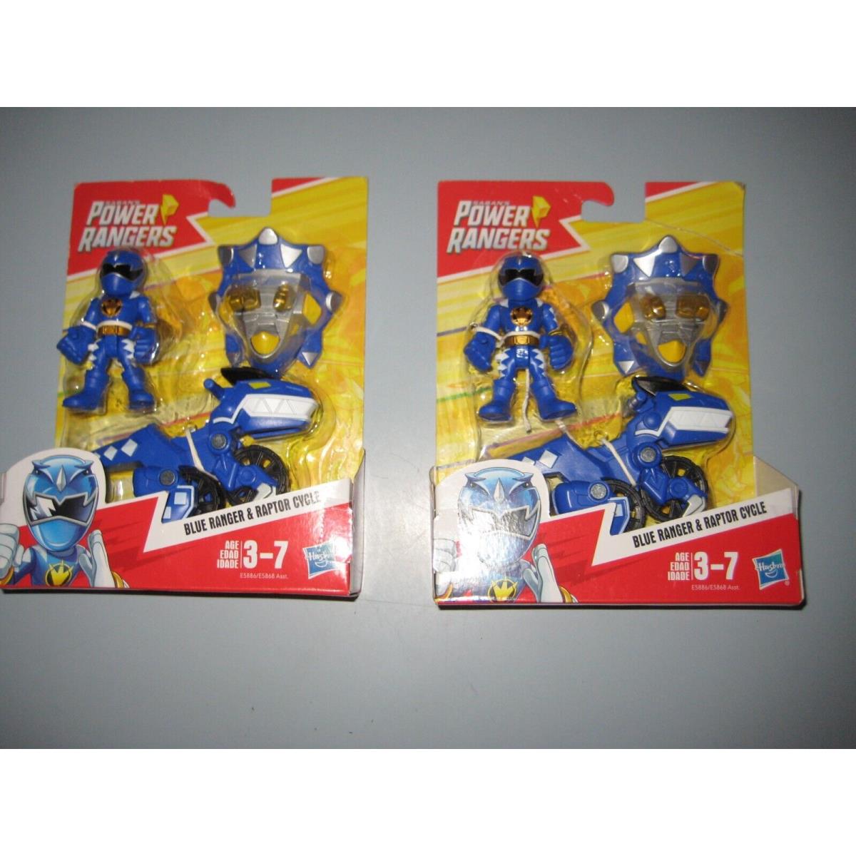 2 Hasbro Power Rangers Blue Ranger Raptor Cycle Action Figure Toy Hero