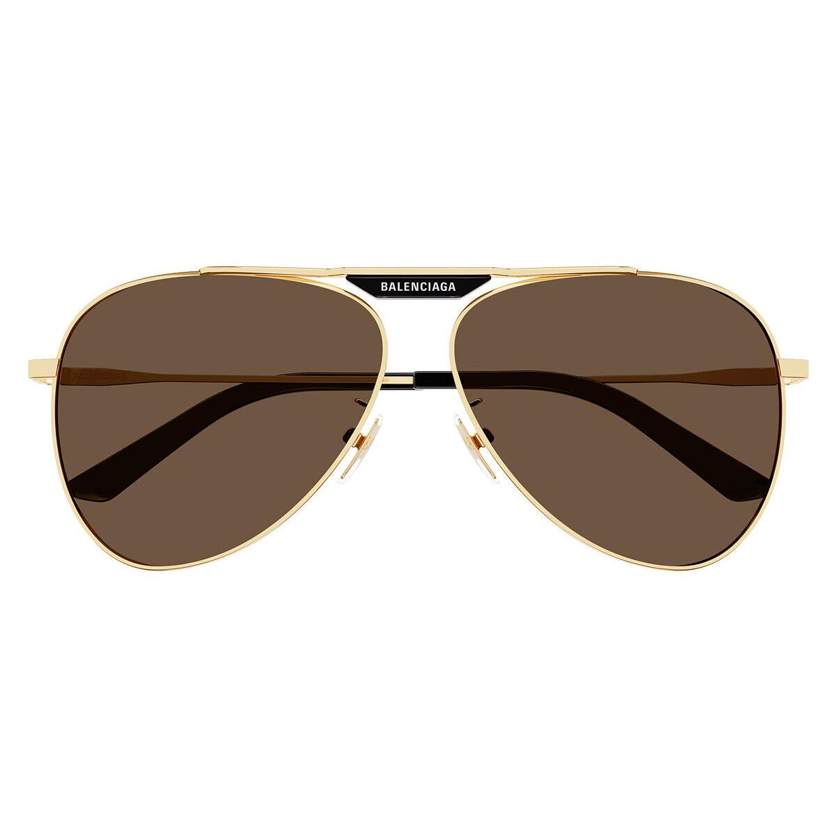 Balenciaga BB0244S Sunglasses Unisex Gold Brown Aviator 62