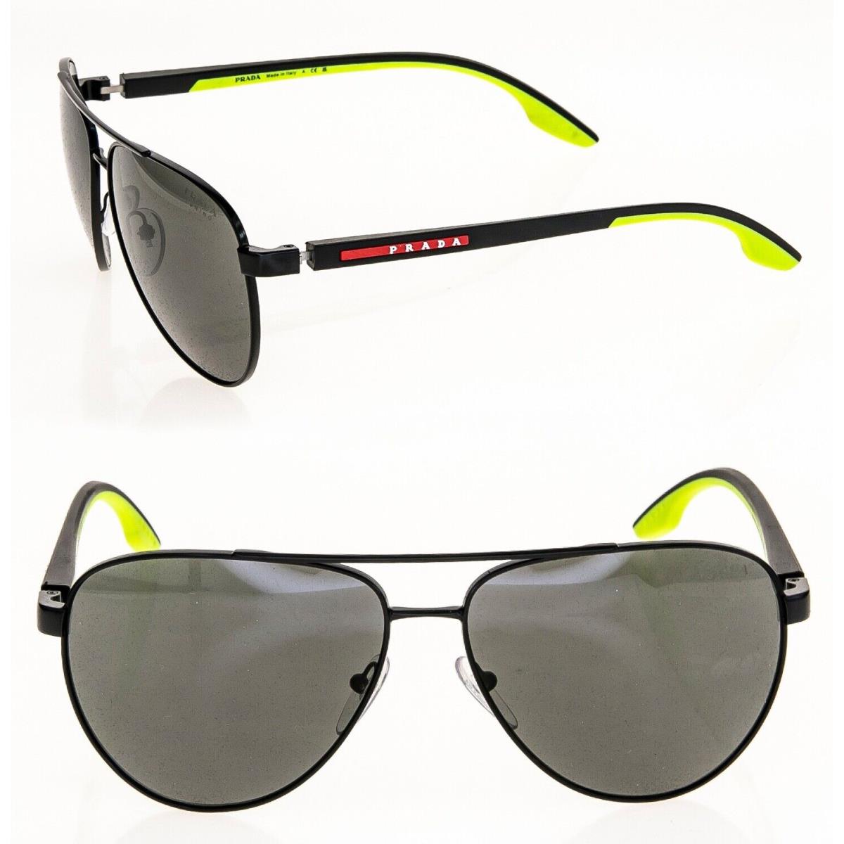 Prada 52Y Linea Rossa Sport Black Fluo Yellow Sport Sunglasses Rubber PS52YS
