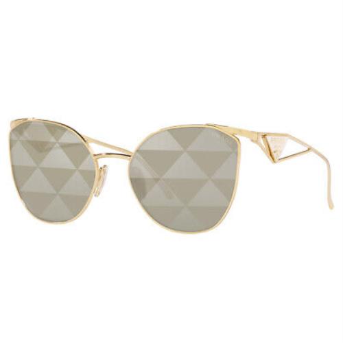 Prada PR 50ZS ZVN04T Pale Gold Metal Fashion Sunglasses Silver Lens