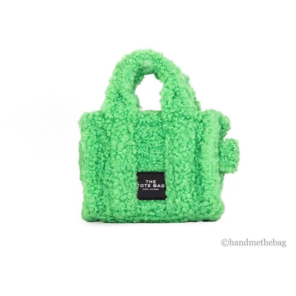 Marc Jacobs The Tote Bag Teddy Micro Fluffy Green Sherpa Crossbody Handbag Purse