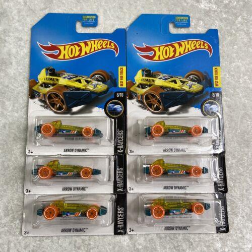 6 2017 Hot Wheels Treasure Hunt Rare Yellow Turquoise Arrow Dynamic X-raycers