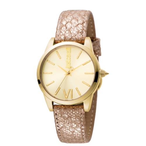 Just Cavalli Women Watch JC1L010L0045 Relaxed Velvet Gold Leather Band sg31