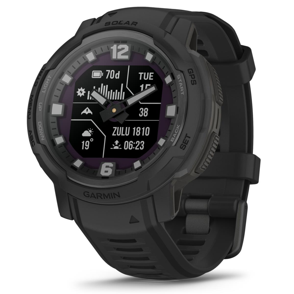 Garmin Instinct Crossover Solar Tactical Hybrid Rugged Smartwatch Black - Black