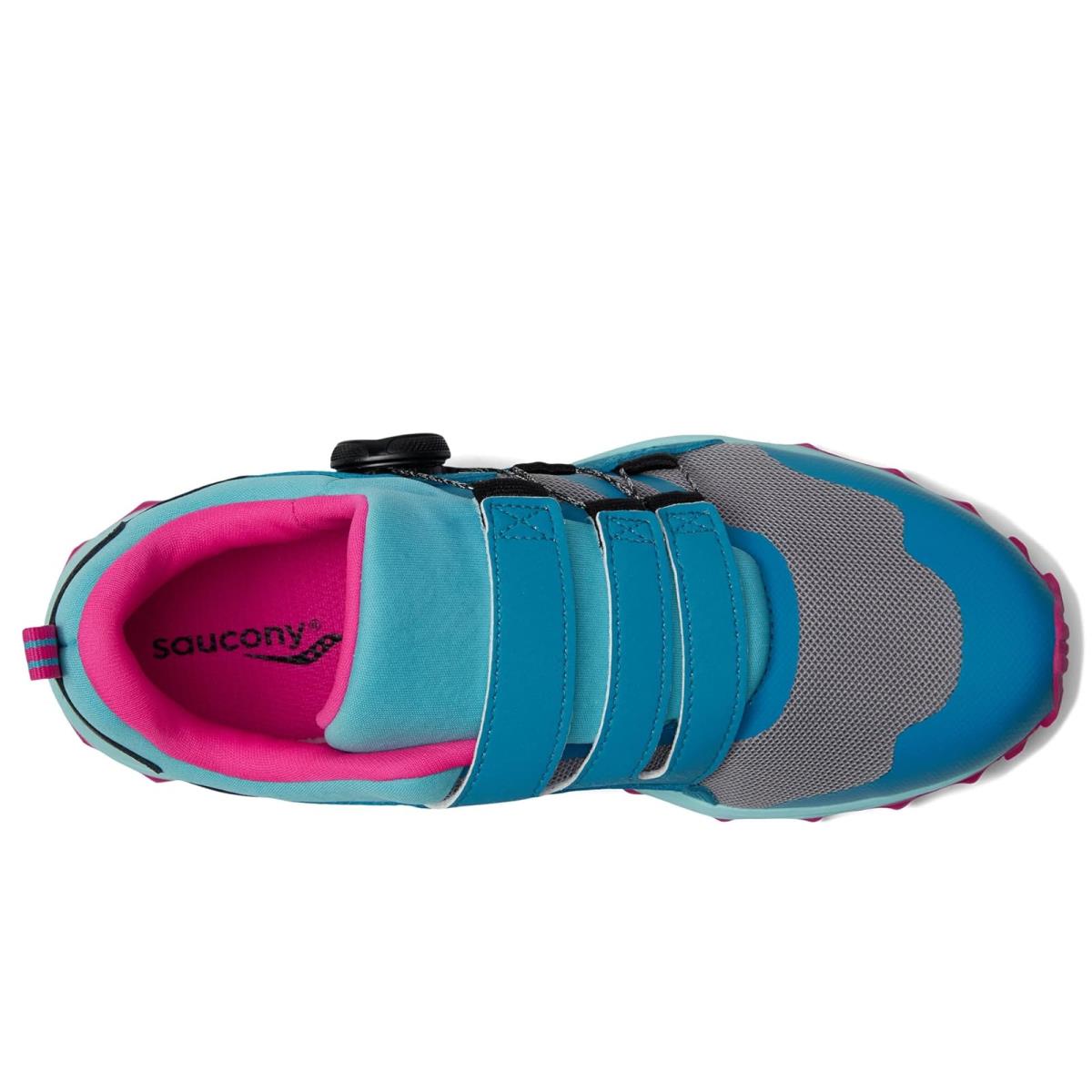 Girl`s Shoes Saucony Kids Peregrine 12 Shield Boa Little Kid/big Kid - Turquoise/Pink