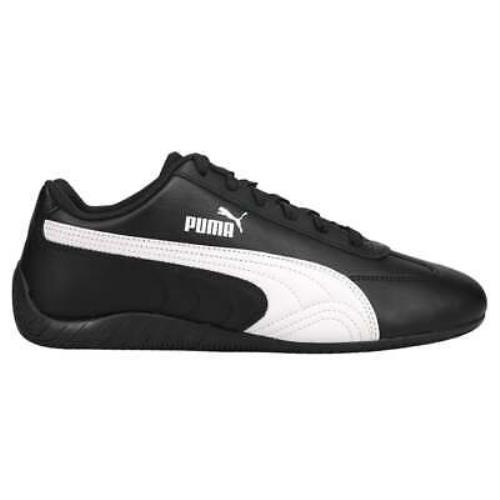 Puma Speedcat Shield Leather Lace Up Mens Black White Sneakers Casual Shoes 38 - Black, White
