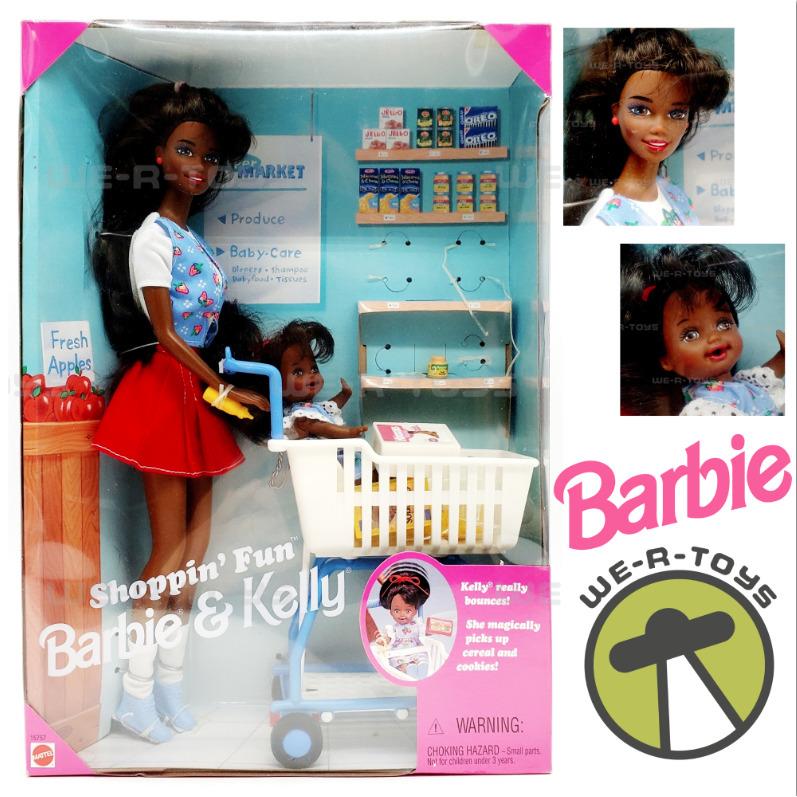 Shoppin` Fun Barbie and Kelly Dolls Playset African American 1995 Mattel 15757