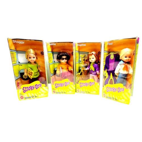 Scooby Doo Doll Set 4 Shaggy Velma Fred and Daphne 2003 Mattel Kelly Barbie