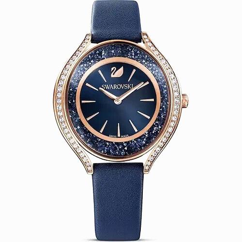 Swarovski 5519447 Crystalline Oval Rose Tone Aura Blue Dial Women`s Watch