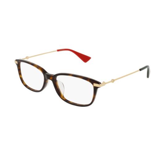 Gucci GG0112OA 002 Havana/gold Metal Rectangle Women`s Eyeglasses