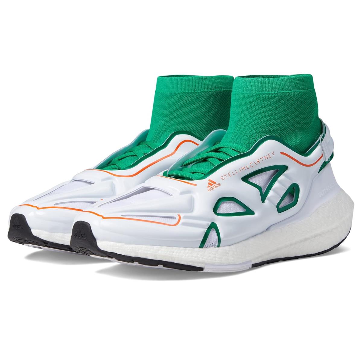 Woman`s Sneakers Athletic Shoes Adidas by Stella Mccartney Ultraboost 22 Green/Footwear White/Semi Impact Orange