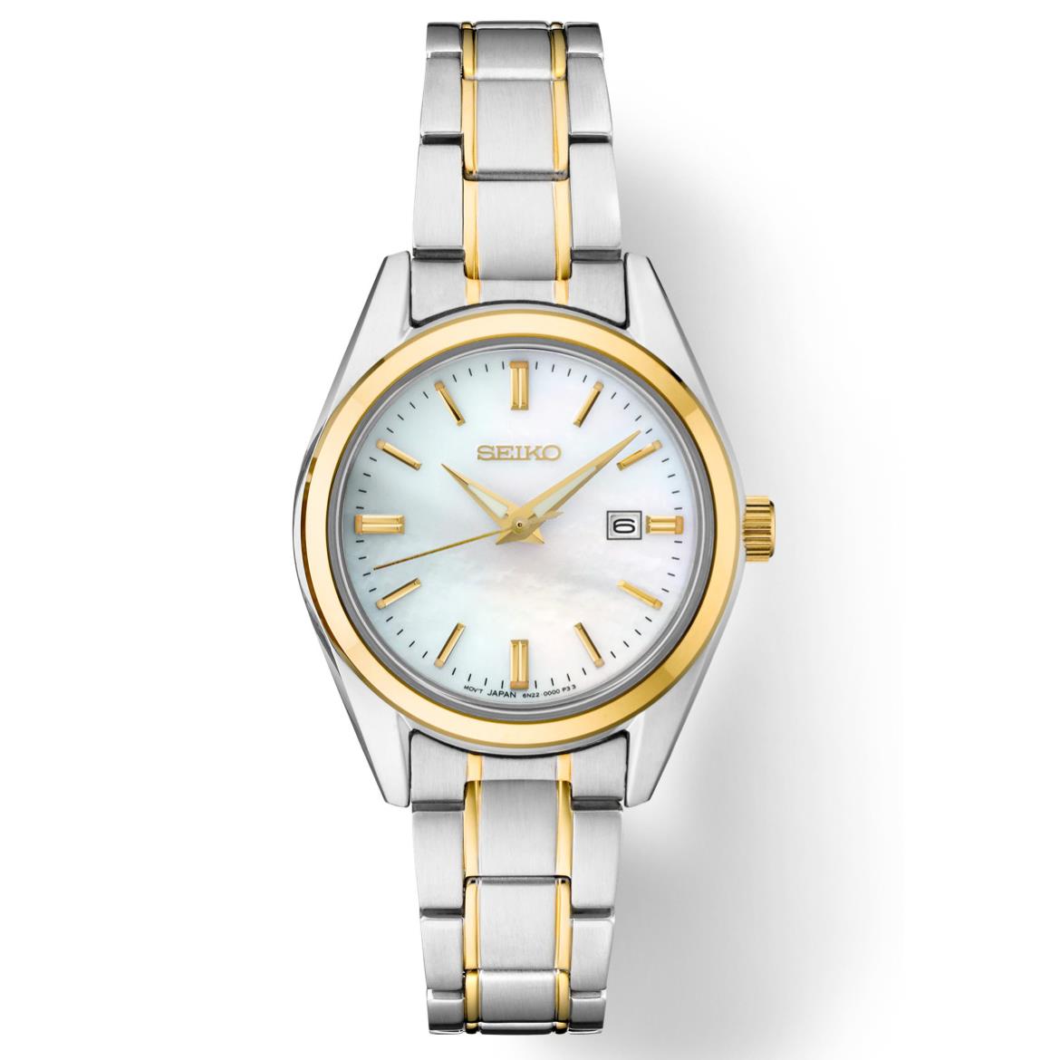 Seiko SUR636 Essentials 30 mm Two Tone Steel Mop Dial Quartz Women`s Watch