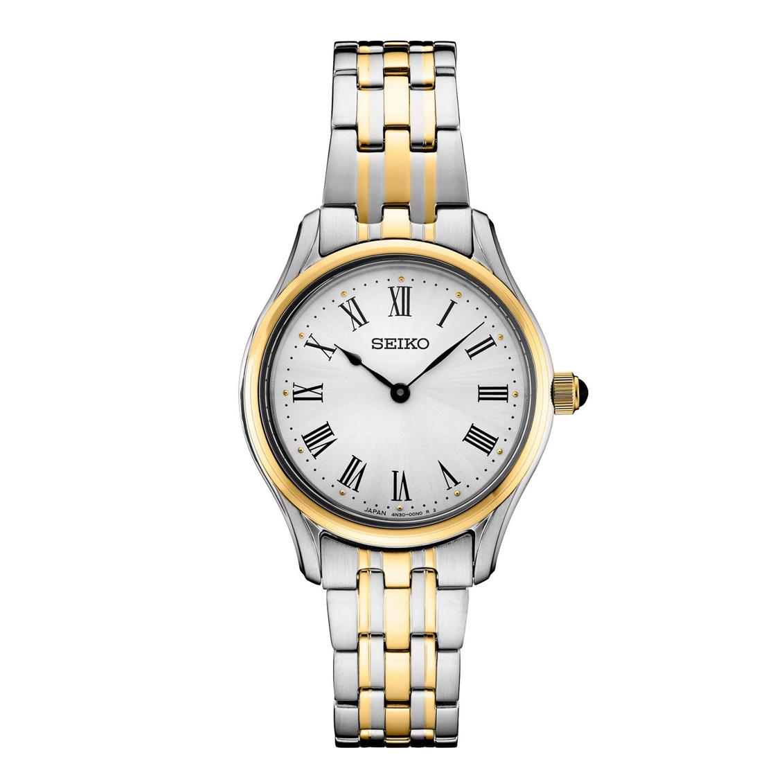 Seiko SWR070 Essentials 29 mm Two Tone Steel Roman Dial Quartz Women`s Watch