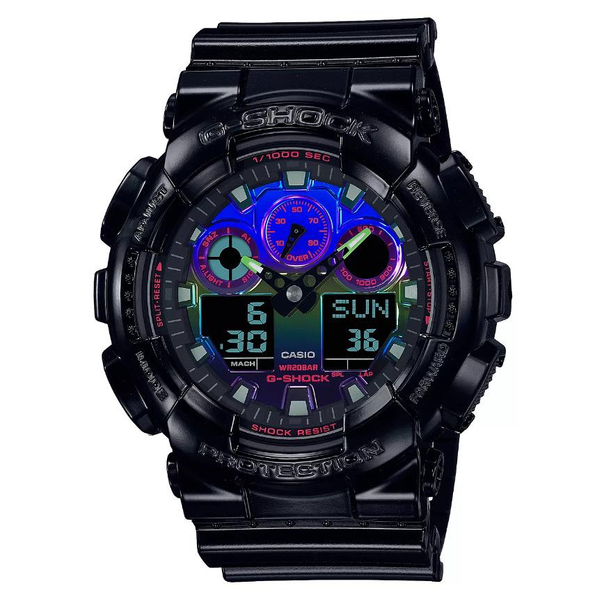 Casio G-shock Analog/digital Black Shiny Resin Watch GA-100RGB-1A / GA100RGB-1A