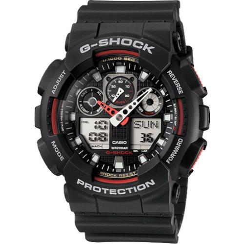 Casio G-shock Men`s Black Resin Strap Chronograph Watch GA100-1A4