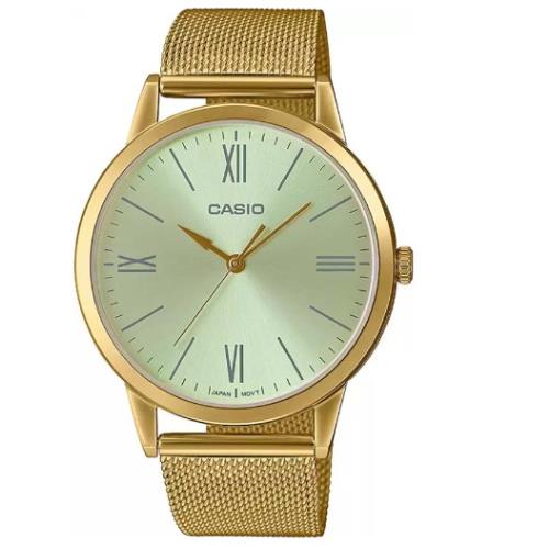 Casio Enticer Analog Quartz Men`s Gold Tone Mesh Bracelet Watch MTP-E600MG-9B