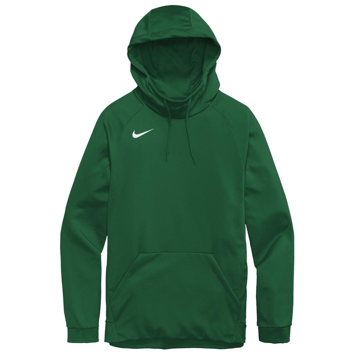 Men`s Nike Dri Fit / Therma-fit Fleece Pullover Hoodie Breaths Pocket. S-4XL Team Dark Green