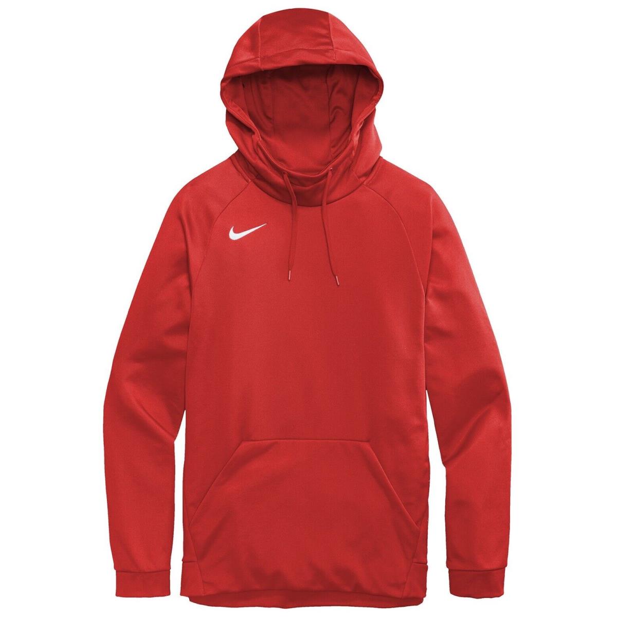 Men`s Nike Dri Fit / Therma-fit Fleece Pullover Hoodie Breaths Pocket. S-4XL Team Scarlet Red