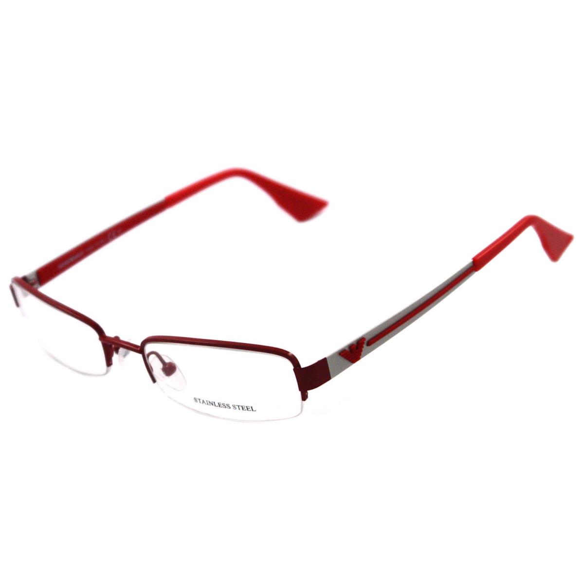 Emporio Armani EA9675 ST0 Shiny Red Metal Semi Rim Eyeglasses 51-19-140 Italy RX
