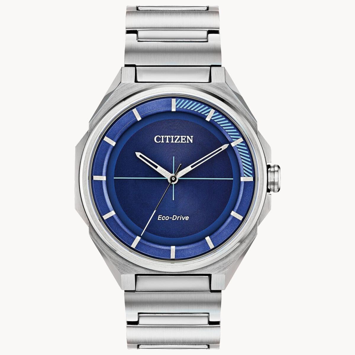 Citizen Men`s Eco-drive Silver-tone Bracelet Blue Dial 41mm Watch