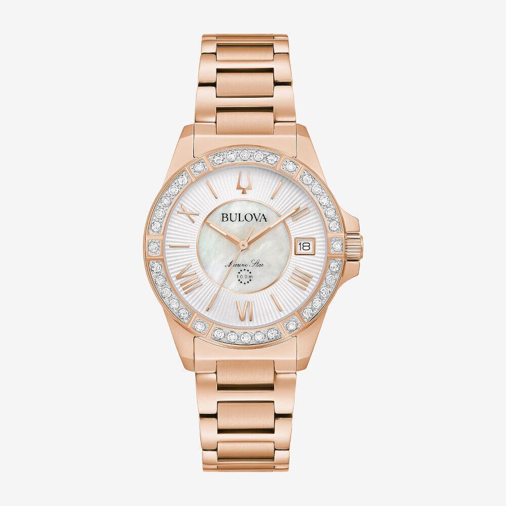 Bulova-womens Marine Star Diamond Watch - Rose Gold-tone Stainless Steel