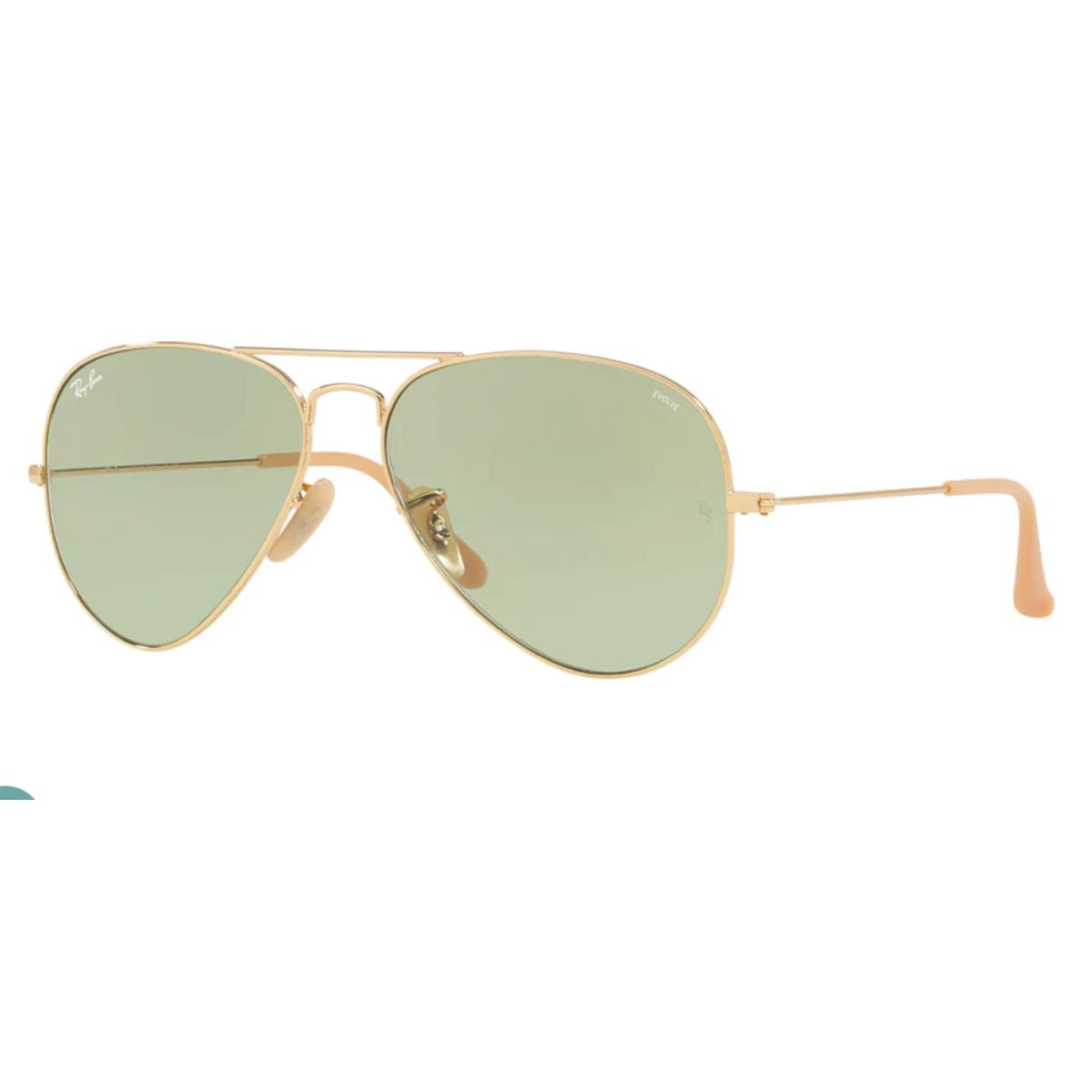 Ray-ban Aviator Evolve Green Photochromic Sunglasses RB 3025 9064/4C Gold Frames