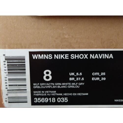 Nike shoes Shox Navina - Wolf Grey / Action Green - White 8