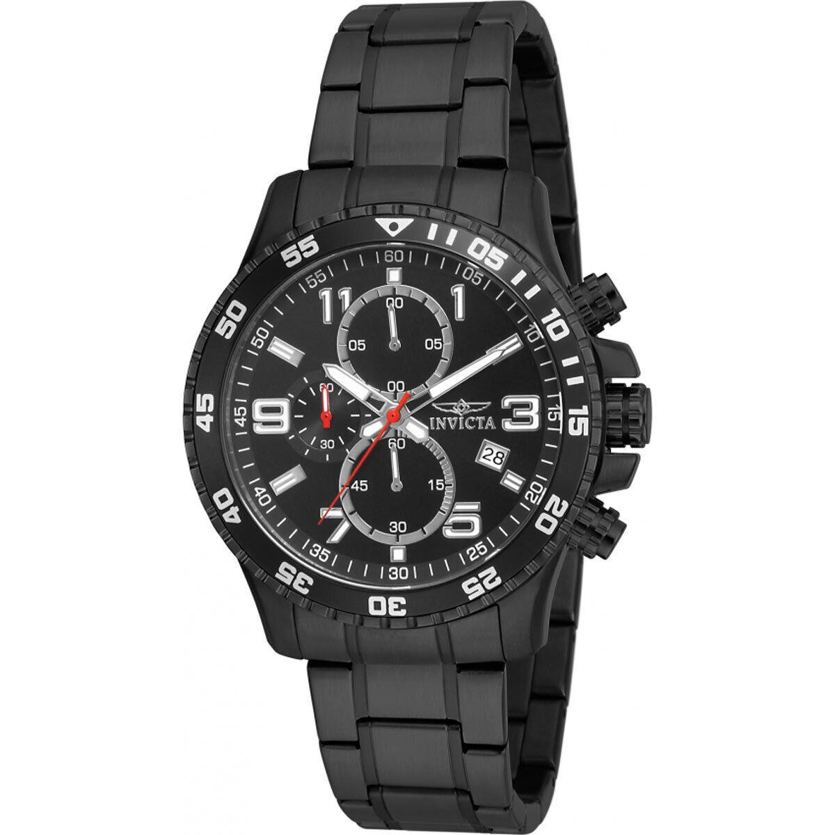 Invicta Men`s Watch Specialty Quartz Chronograph Black Dial Steel Bracelet 16933