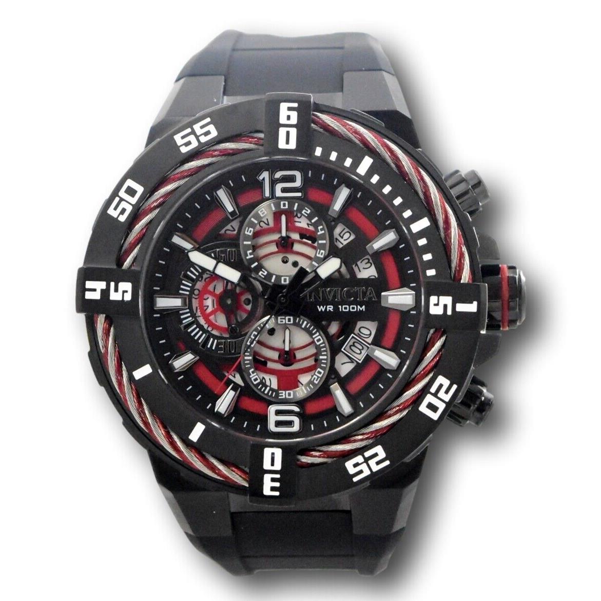 Invicta Bolt Men`s 51mm Twisted Cable Anatomic Chronograph Watch 32735 Rare - Dial: Black, Multicolor, Red, Silver, White, Band: Black, Bezel: Black, Red, Silver