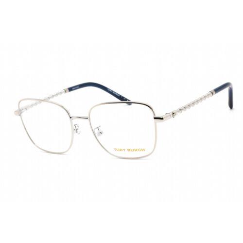 Tory Burch Women`s Eyeglasses Shiny Silver Metal Square Shape Frame 0TY1077 3161