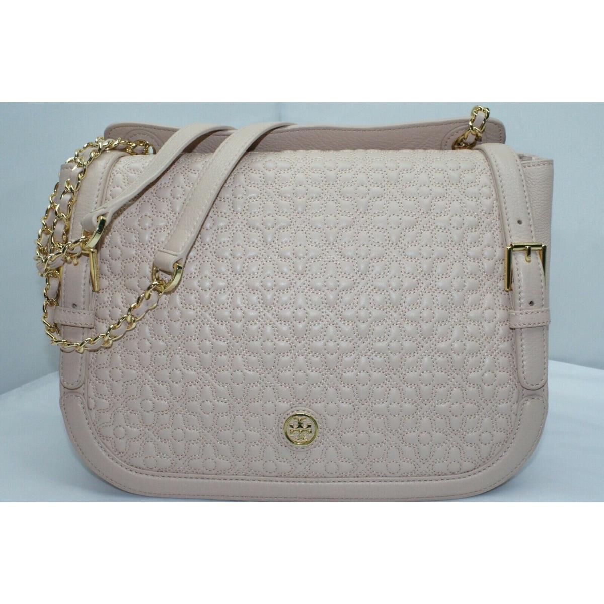 Tory Burch Beige Quilted Shoulder Bag Leather Crossbody Tori Handbag