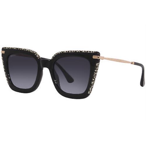 Jimmy Choo Ciara/g/s FP3/9O Sunglasses Women`s Black Leopard/grey Gradient 52mm - Frame: Black, Lens: Gray