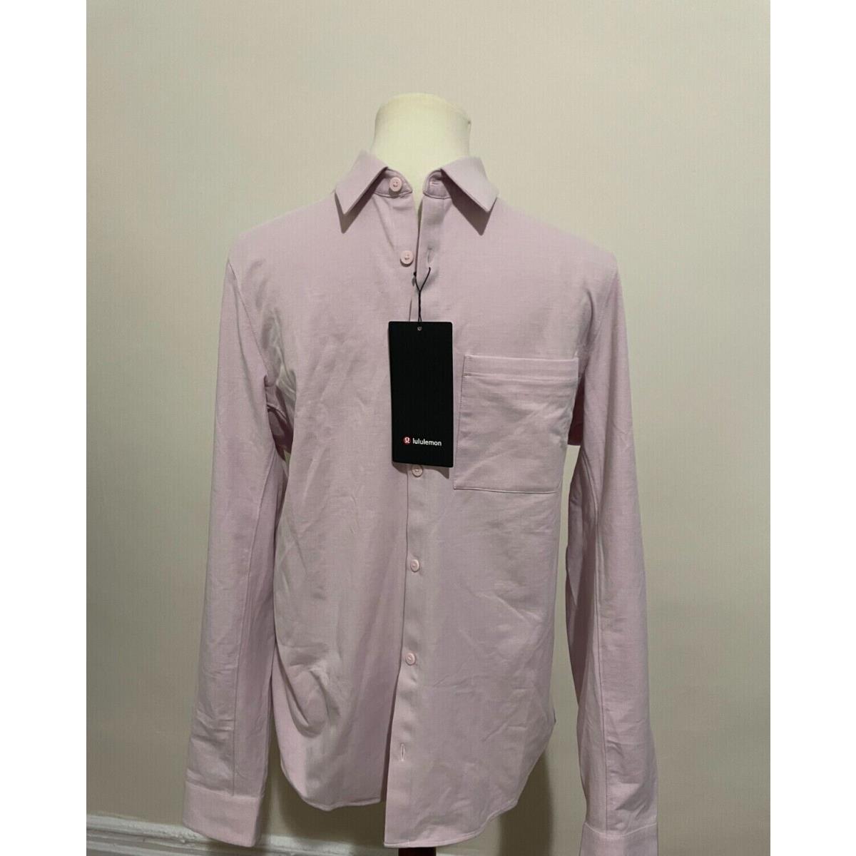 Men`s Lululemon Commission Long Sleeve Shirt XL Pkpi/wht Pink