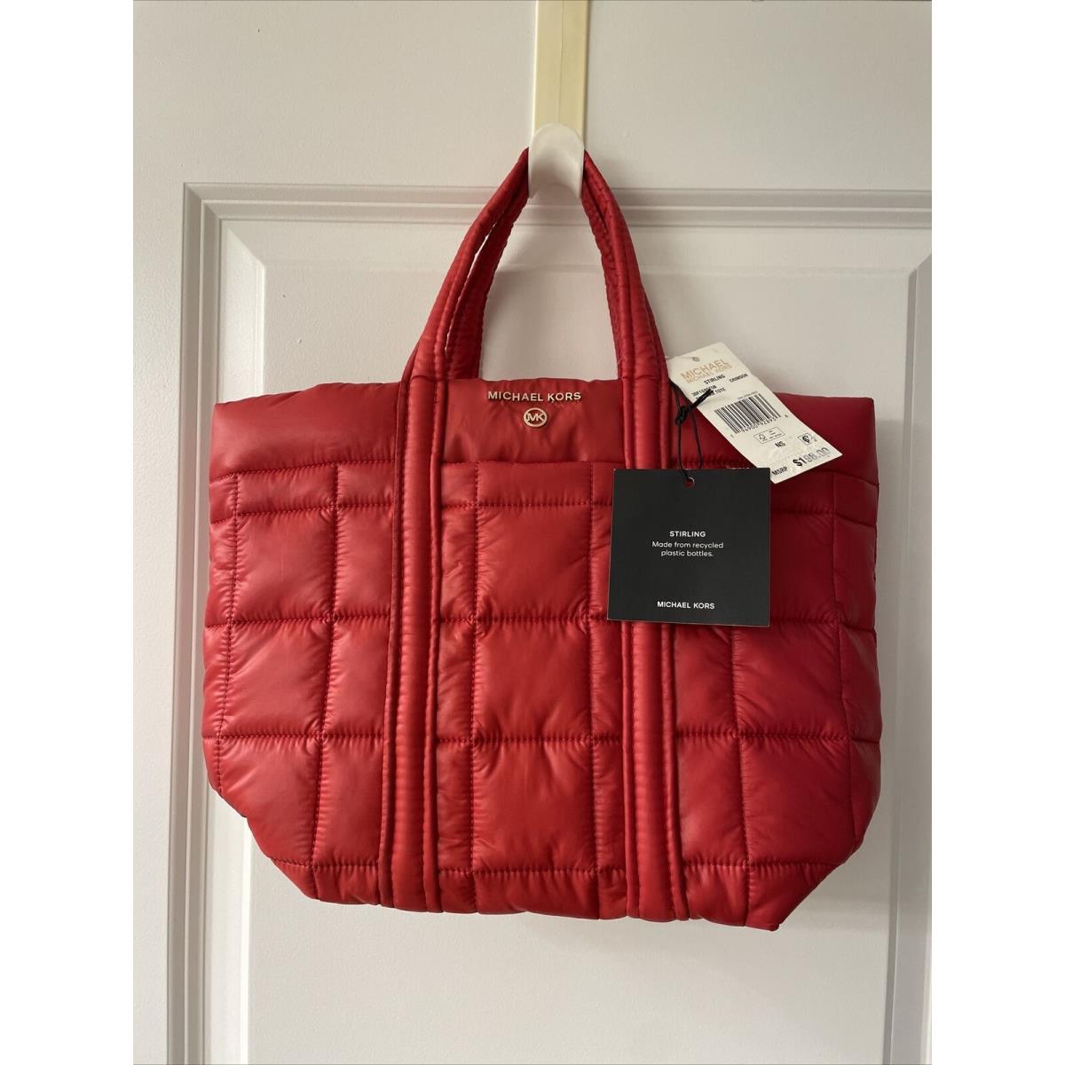 Michael Kors Stirling Small Grab Tote Handbag- Crimson Red