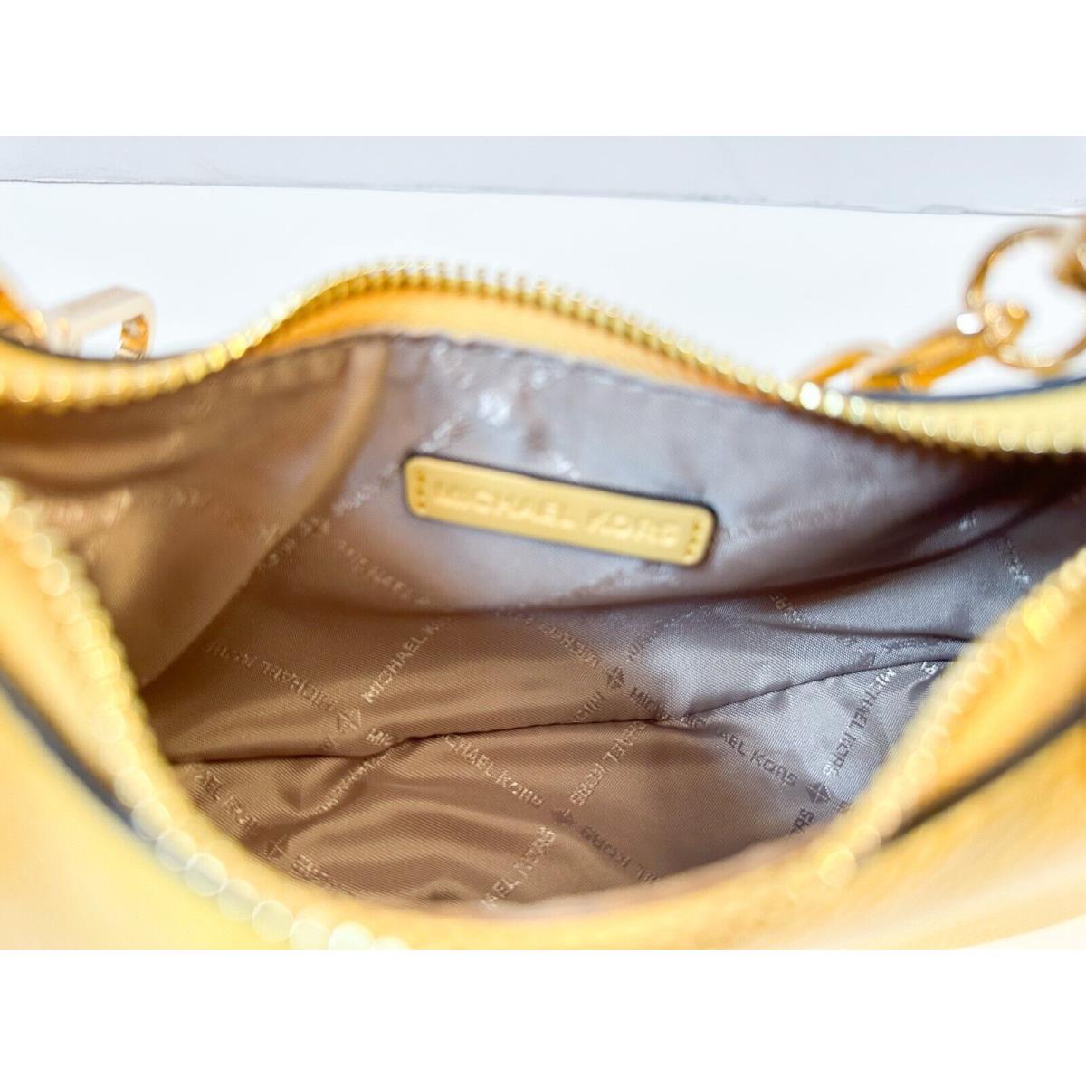 Michael Kors Cora Mini Zip Pouchette Crossbody bundled with Zip Coin Wallet  and Purse Hook (Daffodil): Handbags