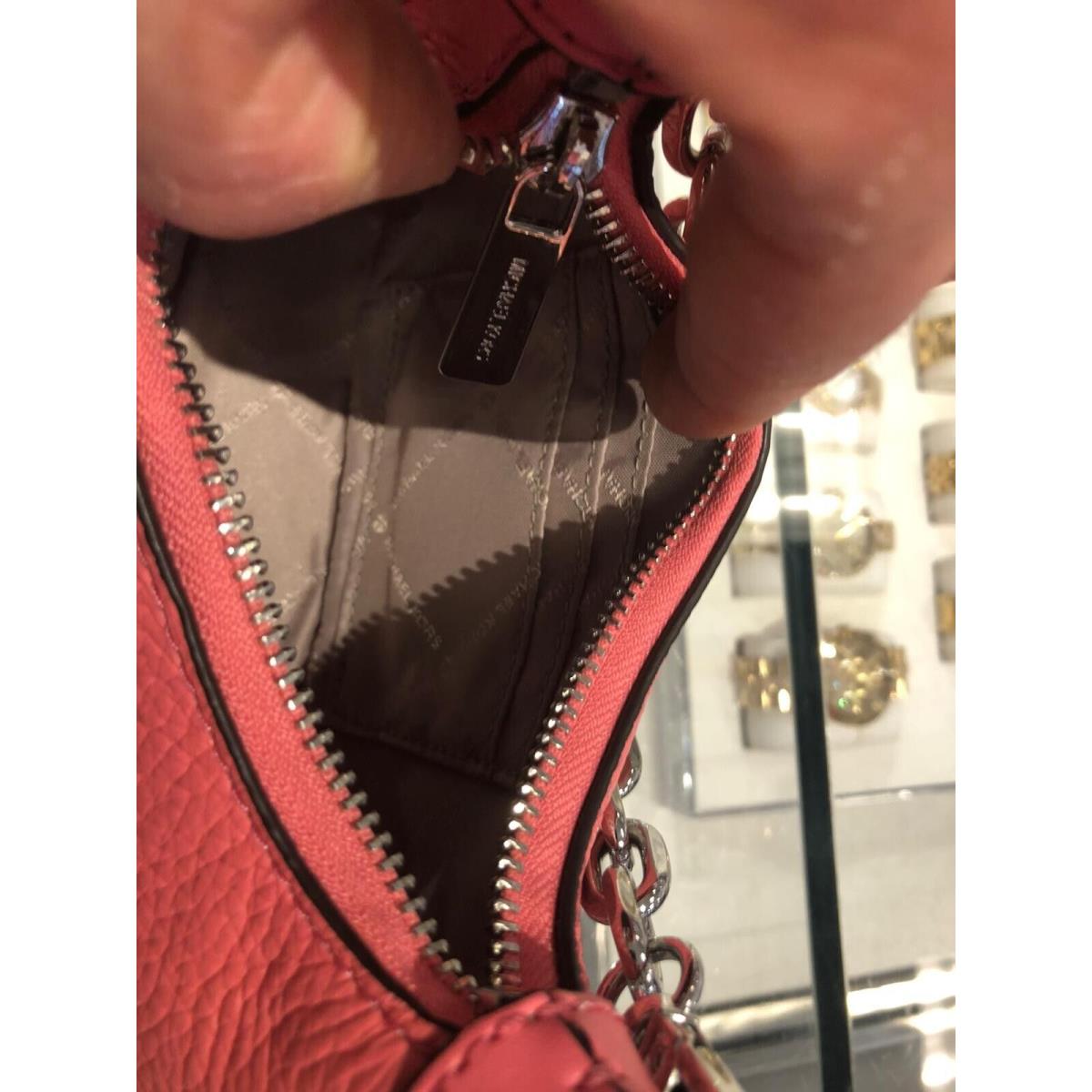 Michael Kors Cora Mini Tea Rose Pebbled Leather Zip Pouchette Crossbod –  AUMI 4