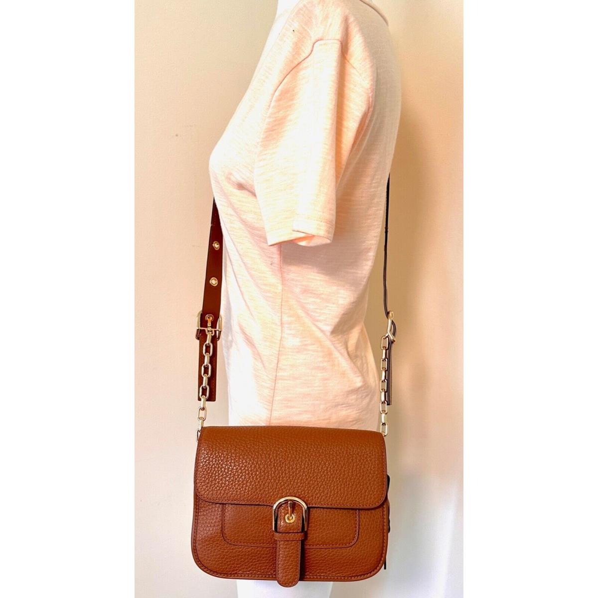 Michael Kors Cooper Medium Pebble Luggage Leather Messenger Crossbody Bag