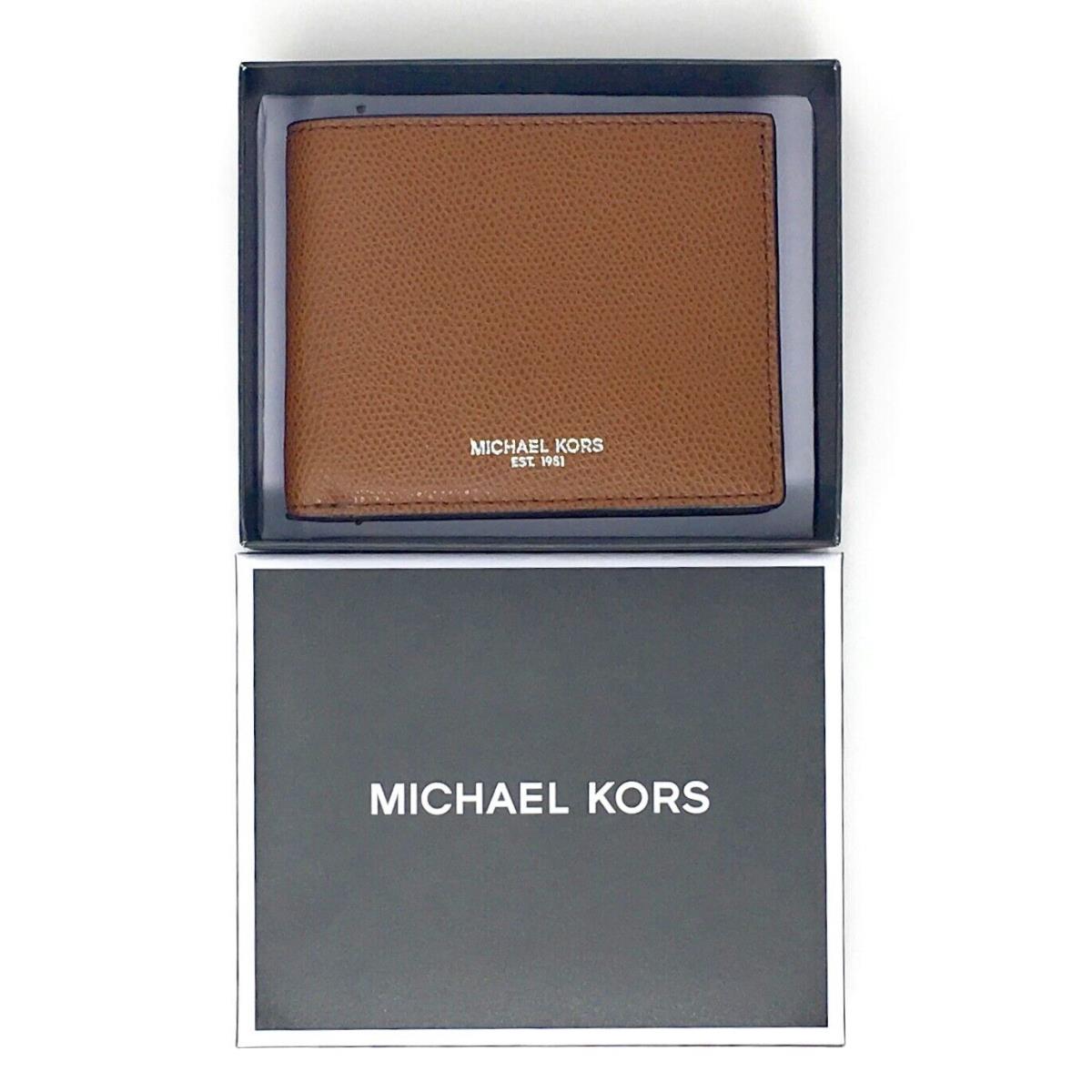 Michael Kors Warren Men`s Leather Slim Billfold Wallet - Luggage Brown - Luggage Brown