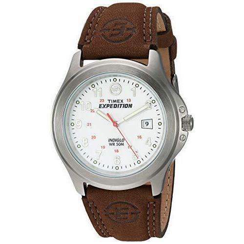 Timex Men`s T44381 Expedition Metal Field Brown Leather Strap Watch