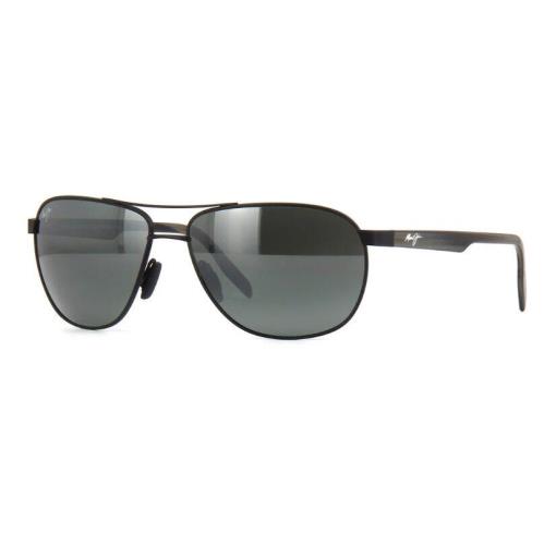 Maui Jim Castles 728-2M Matte Black Aviator Frame / Grey Lens