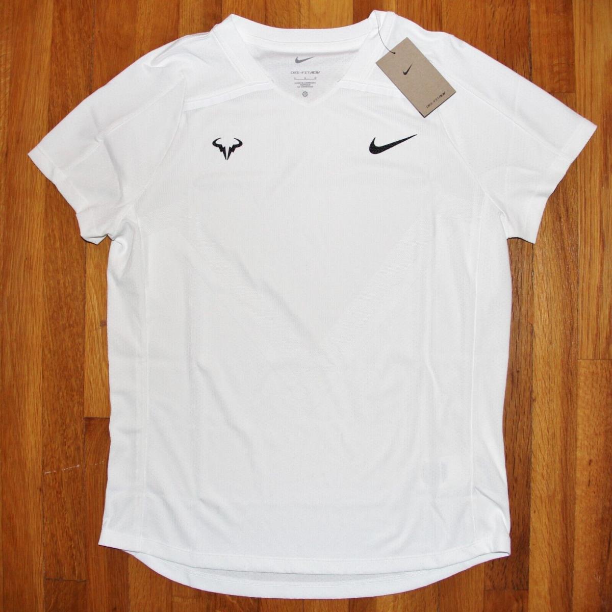 Nike Court Dri-fit Adv Rafa Short Sleeve Tennis Shirt Men S L DD8540-100 White